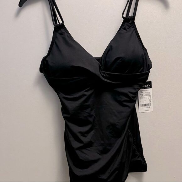 RALPH LAUREN Women's Double-Strap-Front Tankini Top Beach Solids Twist Camikini - Picture 5 of 8